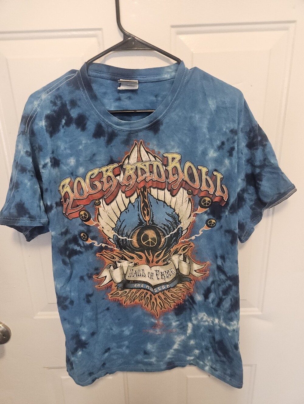 Vtg Y2K Rock And Roll Hall Of Fame And Museum Blue Tie Dye Tshirt
